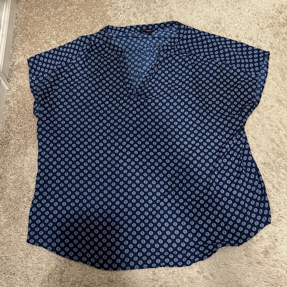 Banana Republic Factory Navy Patterned Dolman Blouse
